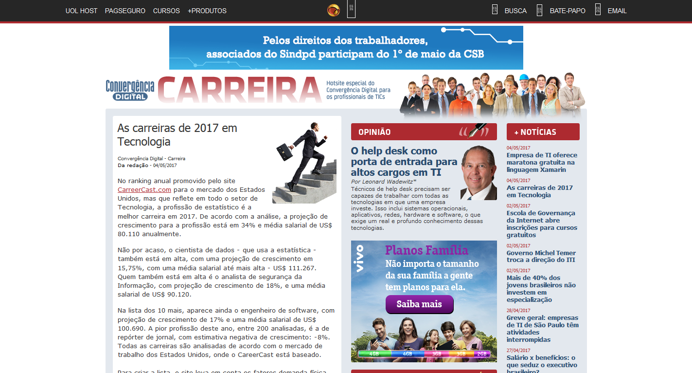 Melhores carreiras de 2017