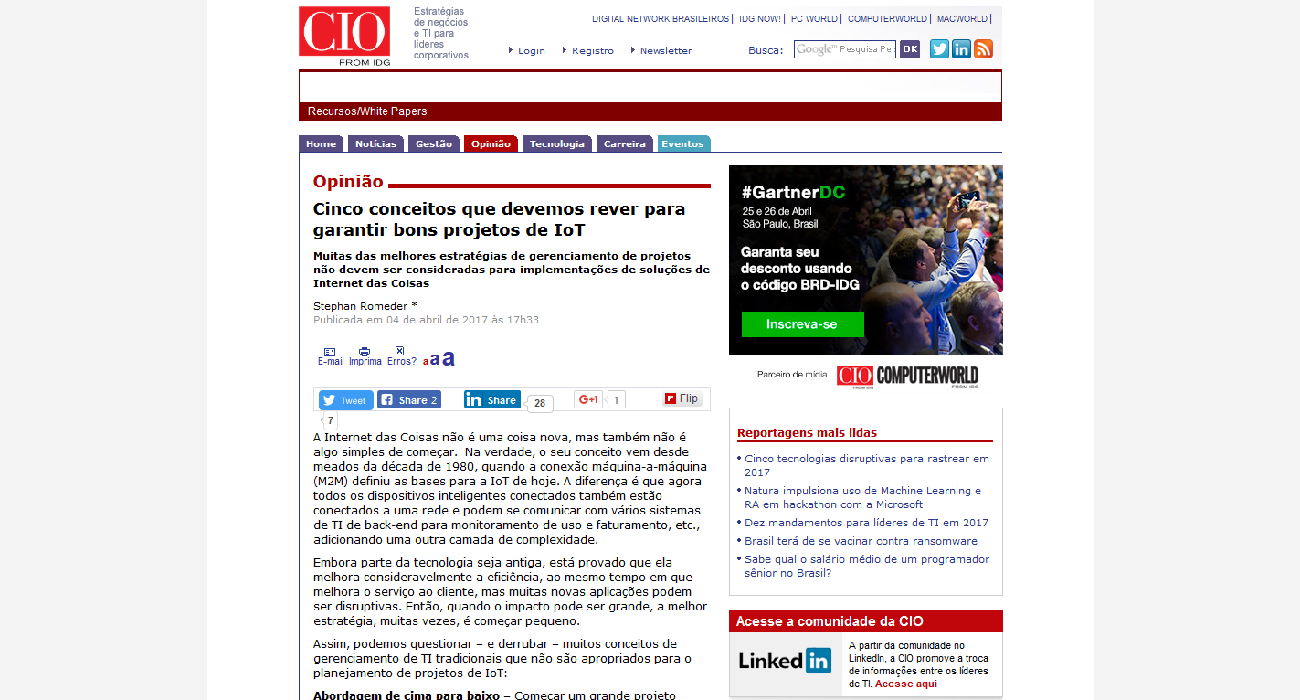 Rever antigos conceitos garantem bons projetos em IoT