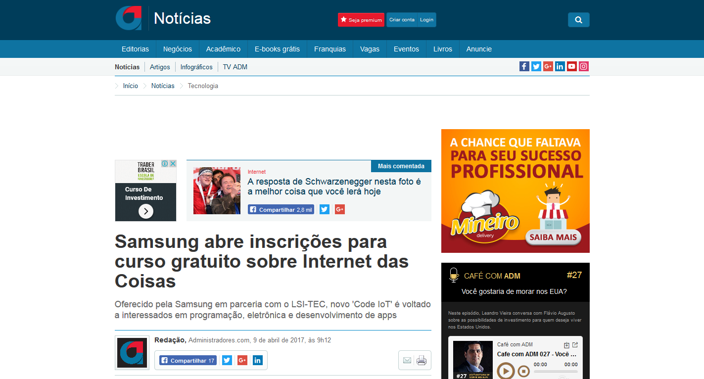 Samsung oferece capacitação em Internet das Coisas