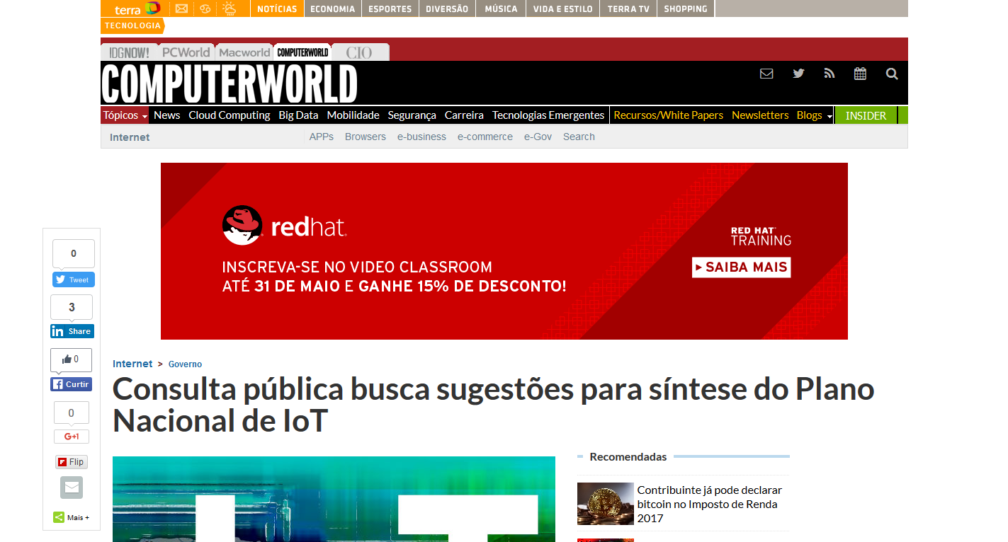 MCTIC abre nova consulta pública para construção do Plano Nacional de IoT