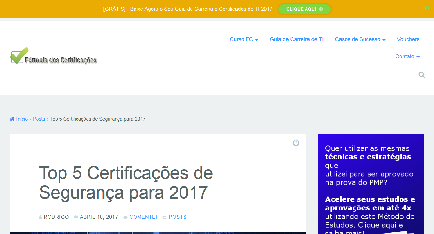Top 5 Certificações de Segurança mais valorizadas em 2017