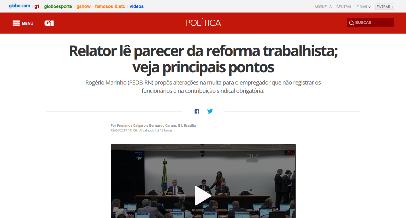 Relator apresenta parecer sobre reforma trabalhista 